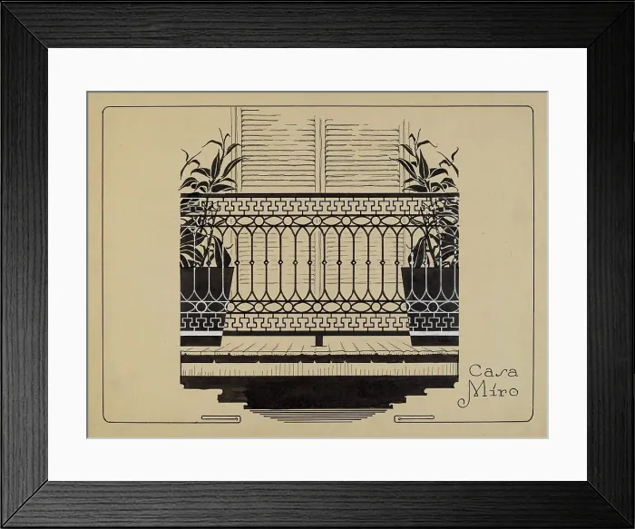 Framed Print : Cast Iron Balcony Rail, c. 1936. Creator: Thomas Byrne Framed Print : Cast Iron Balcony Rail, c. 1936. Creator: Thomas Byrne