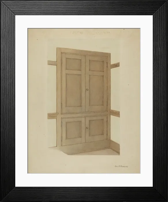 Framed Print : Shaker Room Cupboard, c. 1938. Creator: George V. Vezolles Framed Print : Shaker Room Cupboard, c. 1938. Creator: George V. Vezolles