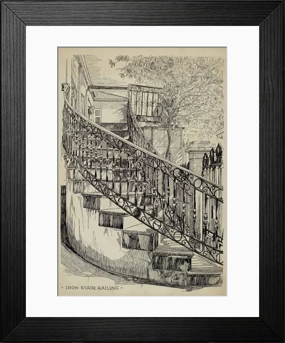 Framed Print : Iron Balcony, c. 1936. Creator: Thomas Byrne Framed Print : Iron Balcony, c. 1936. Creator: Thomas Byrne