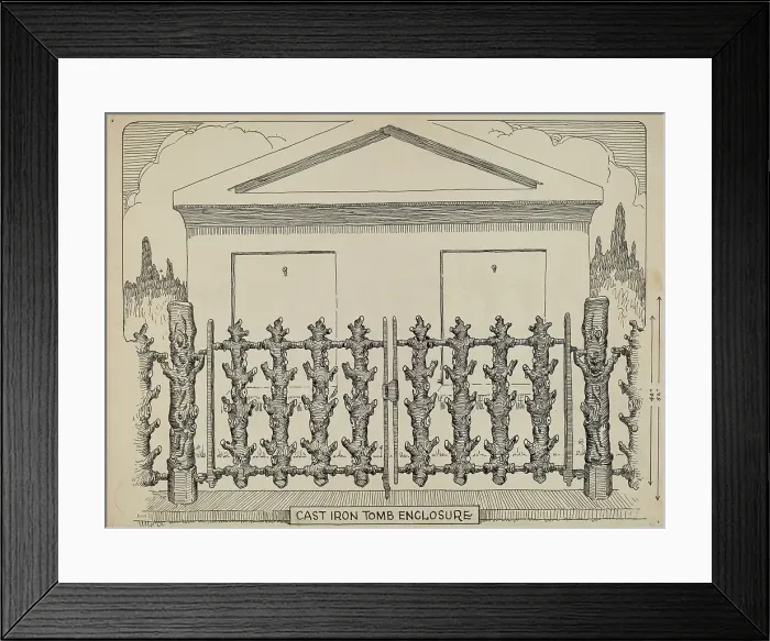 Framed Print : Iron Fence around Tomb, c. 1936. Creator: Thomas Byrne Framed Print : Iron Fence around Tomb, c. 1936. Creator: Thomas Byrne