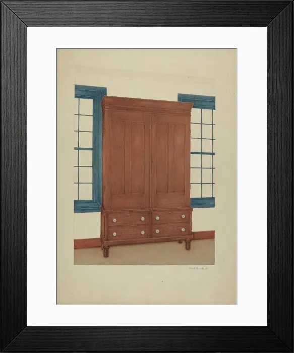 Framed Print : Shaker Cupboard, c. 1938. Creator: George V. Vezolles Framed Print : Shaker Cupboard, c. 1938. Creator: George V. Vezolles