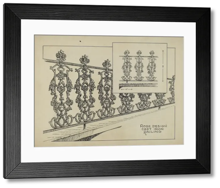 Framed Print : Cast Iron Balcony, c. 1936. Creator: Thomas Byrne Framed Print : Cast Iron Balcony, c. 1936. Creator: Thomas Byrne