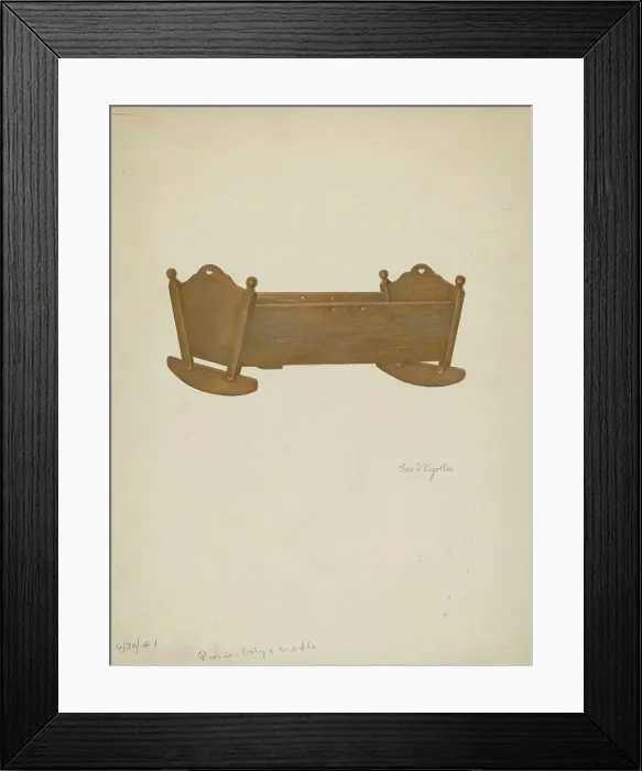 Framed Print : Pioneer Baby's Cradle, 1941. Creator: George V. Vezolles Framed Print : Pioneer Baby's Cradle, 1941. Creator: George V. Vezolles