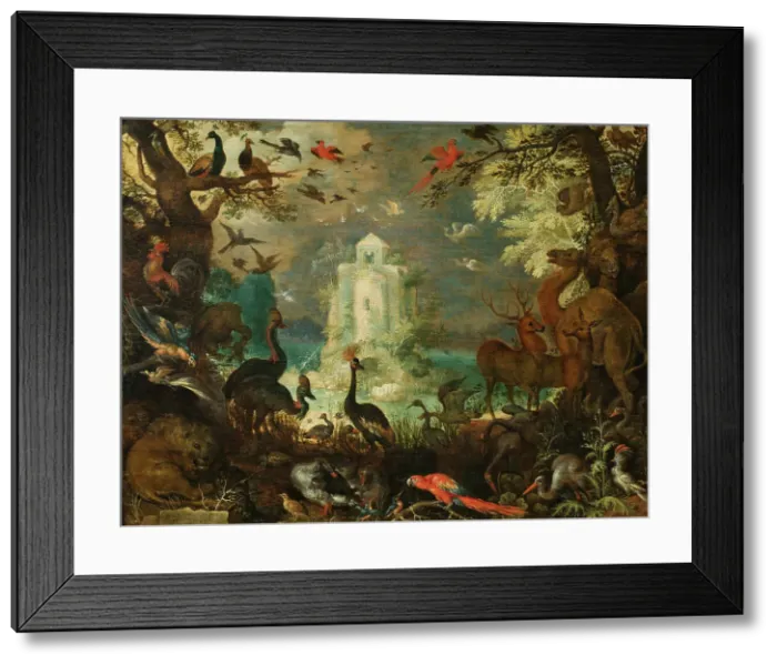 Framed Print : Animals in a Paradise Landscape, 1623. Creator: Savery, Roelant (1576-1639) Framed Print : Animals in a Paradise Landscape, 1623. Creator: Savery, Roelant (1576-1639)