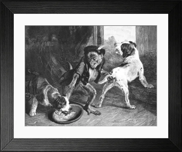 Framed Print : The Intruding Puppies, after Sir Edwin Landseer, RA, 1891. Creator: Harrison Framed Print : The Intruding Puppies, after Sir Edwin Landseer, RA, 1891. Creator: Harrison