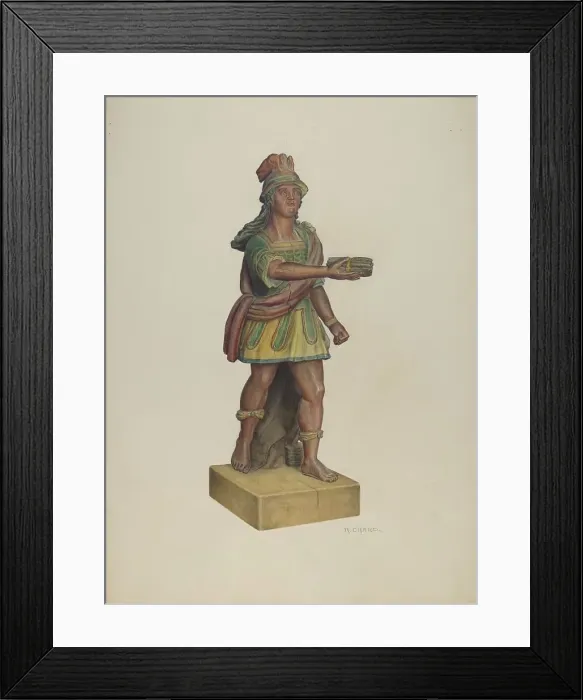 Framed Print : Cigar Store Indian, c. 1940. Creator: Raymond Chard Framed Print : Cigar Store Indian, c. 1940. Creator: Raymond Chard