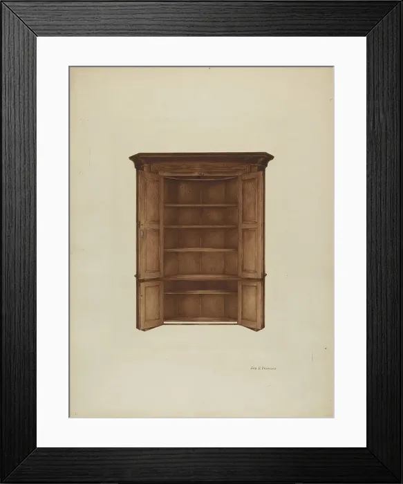 Framed Print : Corner Cupboard, c. 1937. Creator: George V. Vezolles Framed Print : Corner Cupboard, c. 1937. Creator: George V. Vezolles