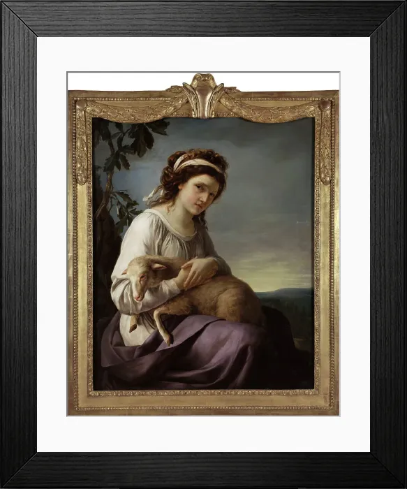 Framed Print : Portrait of a young woman holding a lamb, 1788. Creator: Nanine Vallain