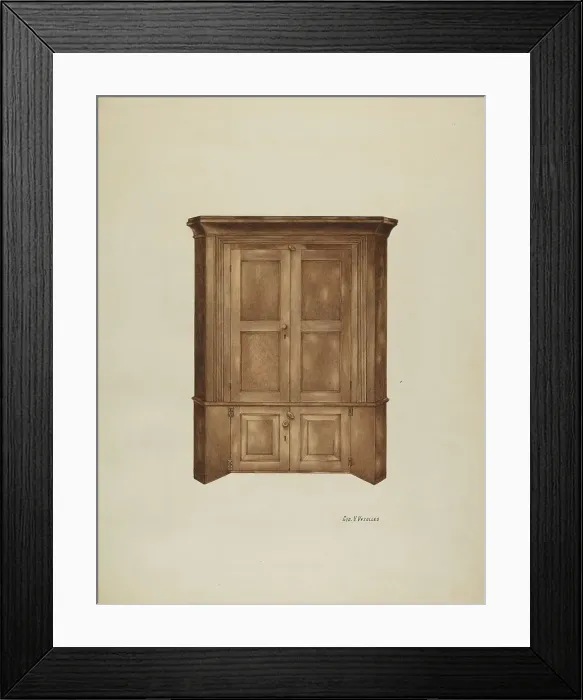Framed Print : Corner Cupboard, c. 1937. Creator: George V. Vezolles Framed Print : Corner Cupboard, c. 1937. Creator: George V. Vezolles