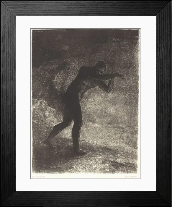 Framed Print : Et l'homme parut, interrogeant le sol d'ou il sort et qui l'attire, il se fraya la voie vers... 188 Creator: Odilon Redon Framed Print : Et l'homme parut, interrogeant le sol d'ou il sort et qui l'attire, il se fraya la voie vers... 188 Creator: Odilon Redon