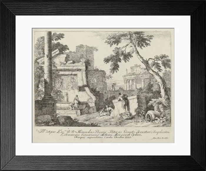 Framed Print : Landscape with Ruins. Creator: Marco Ricci Framed Print : Landscape with Ruins. Creator: Marco Ricci