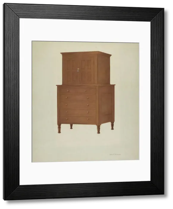 Framed Print : Shaker Cabinet, 1935 / 1942. Creator: George V. Vezolles Framed Print : Shaker Cabinet, 1935 / 1942. Creator: George V. Vezolles
