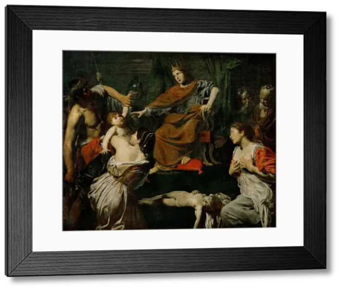 Framed Print : The Judgment of Solomon, ca 1625. Creator: Valentin de Boullogne (1591-1632) Framed Print : The Judgment of Solomon, ca 1625. Creator: Valentin de Boullogne (1591-1632)