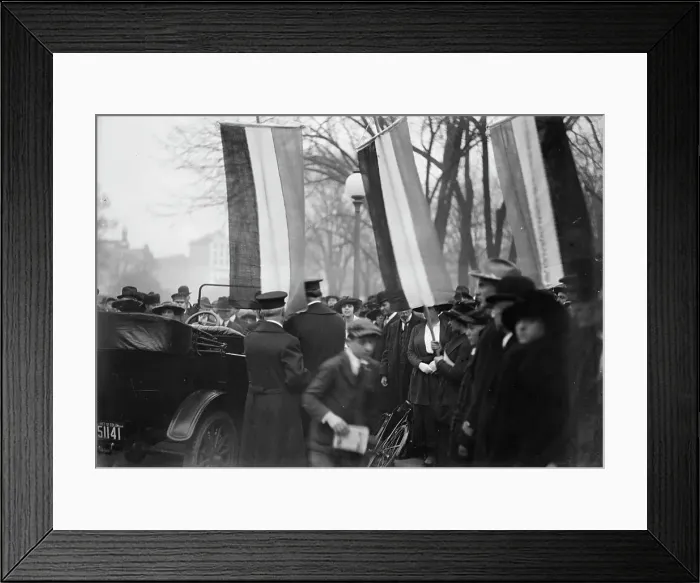 Framed Print : Woman Suffrage - Pickets, 1917. Creator: Harris & Ewing. Woman Suffrage - Pickets, 1917. Creator: Harris & Ewing Framed Print : Woman Suffrage - Pickets, 1917. Creator: Harris & Ewing. Woman Suffrage - Pickets, 1917. Creator: Harris & Ewing