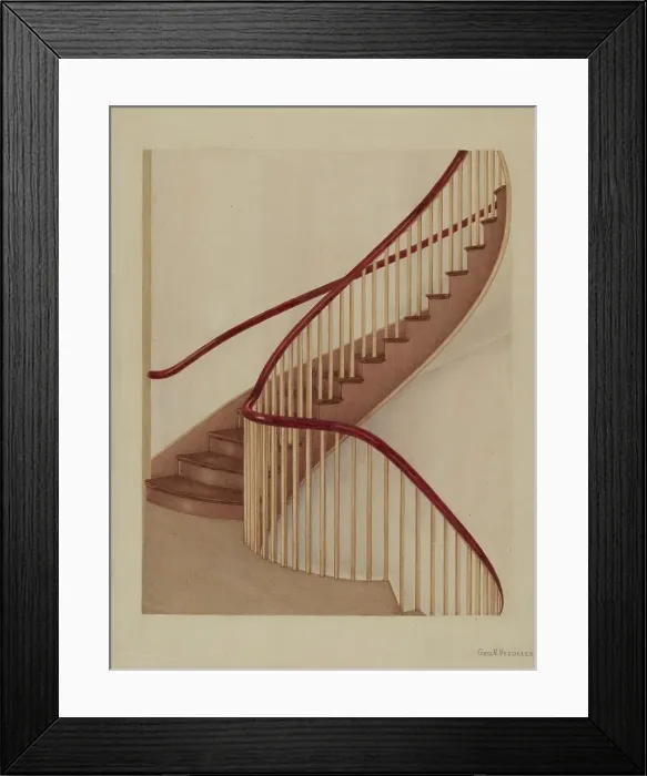 Framed Print : Shaker Spiral Staircase, c. 1938. Creator: George V. Vezolles Framed Print : Shaker Spiral Staircase, c. 1938. Creator: George V. Vezolles