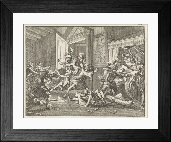 Framed Print : Murder of the Knights Templar at Zierikzee, 1312, 1700. Creator: Luyken, Caspar (1672-1708) Framed Print : Murder of the Knights Templar at Zierikzee, 1312, 1700. Creator: Luyken, Caspar (1672-1708)