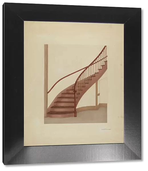 Shaker Spiral Staircase, c. 1938. Creator: George V. Vezolles