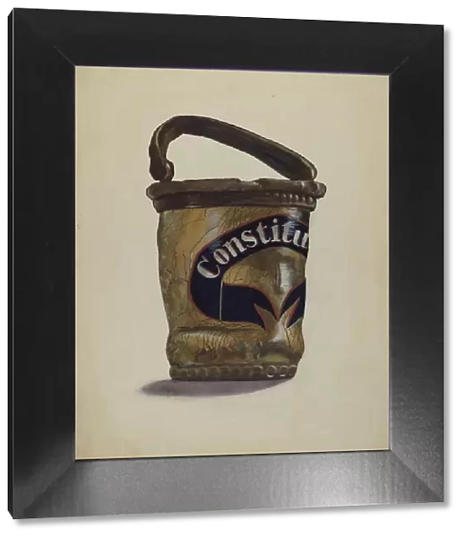 Leather Fire Bucket, c. 1939. Creator: Page Coffman
