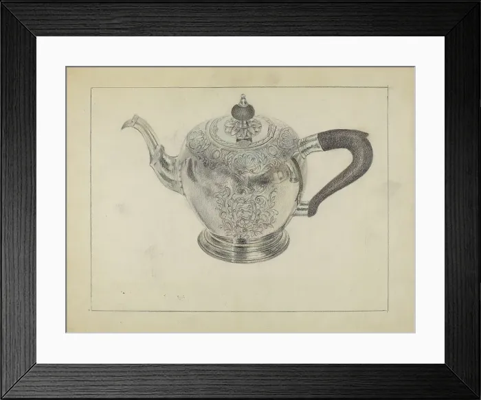 Framed Print : Silver Teapot, c. 1936. Creator: Vincent Carano Framed Print : Silver Teapot, c. 1936. Creator: Vincent Carano
