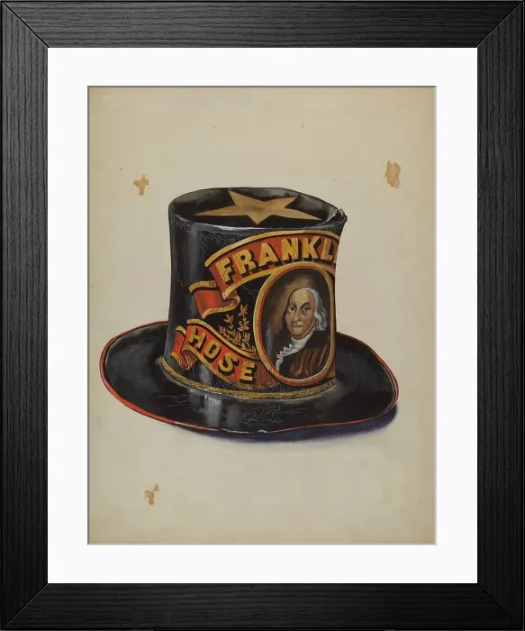 Framed Print : Fireman's Hat, c. 1937. Creator: Page Coffman Framed Print : Fireman's Hat, c. 1937. Creator: Page Coffman