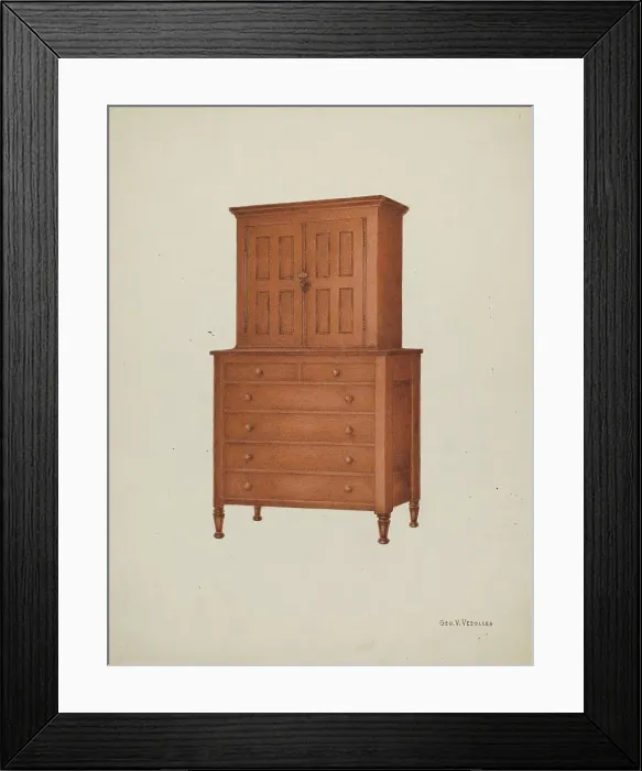 Framed Print : Shaker Cabinet, 1935 / 1942. Creator: George V. Vezolles Framed Print : Shaker Cabinet, 1935 / 1942. Creator: George V. Vezolles