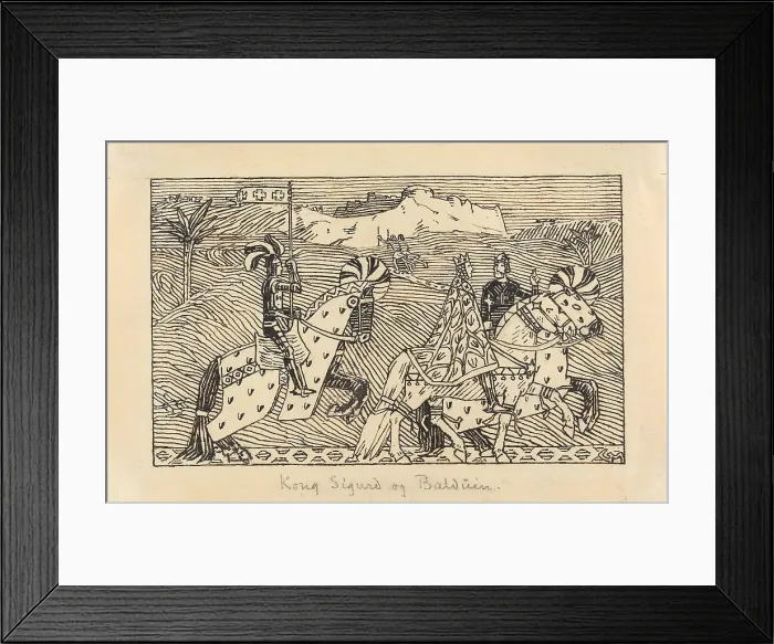 Framed Print : King Sigurd and King Baldwin of Jerusalem ride to the river Jordan, 1899. Creator: Munthe, Gerhard (1849-1929) Framed Print : King Sigurd and King Baldwin of Jerusalem ride to the river Jordan, 1899. Creator: Munthe, Gerhard (1849-1929)