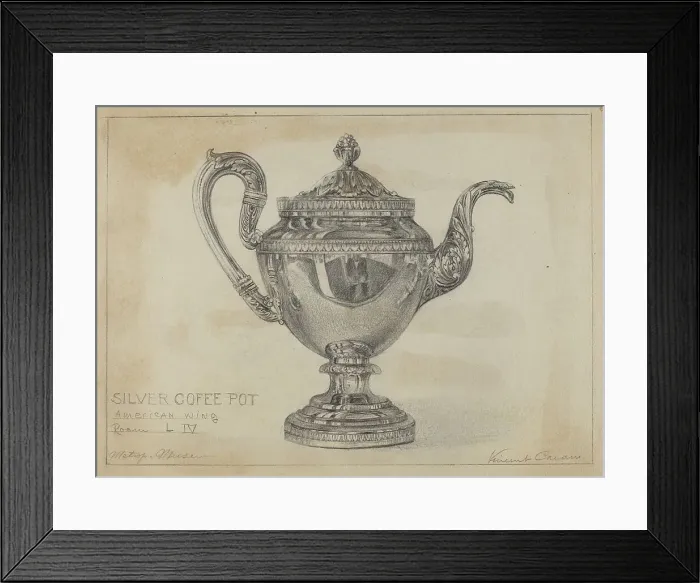 Framed Print : Silver Teapot, c. 1936. Creator: Vincent Carano Framed Print : Silver Teapot, c. 1936. Creator: Vincent Carano