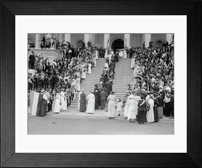 Framed Print : Woman Suffrage at Capitol, 1917. Creator: Harris & Ewing. Woman Suffrage at Capitol, 1917. Creator: Harris & Ewing Framed Print : Woman Suffrage at Capitol, 1917. Creator: Harris & Ewing. Woman Suffrage at Capitol, 1917. Creator: Harris & Ewing