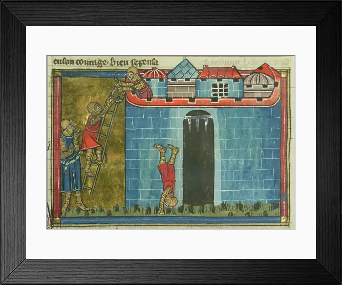 Framed Print : The Siege of Antioch. (From Li rommans de Godefroy de Buillon et de Salehadin'), 1337. Creator: Maître de Fauvel (active 1314-1340). The Siege of Antioch. (From Li rommans de Godefroy de Buillon et de Salehadin'), 1337 Framed Print : The Siege of Antioch. (From Li rommans de Godefroy de Buillon et de Salehadin'), 1337. Creator: Maître de Fauvel (active 1314-1340). The Siege of Antioch. (From Li rommans de Godefroy de Buillon et de Salehadin'), 1337