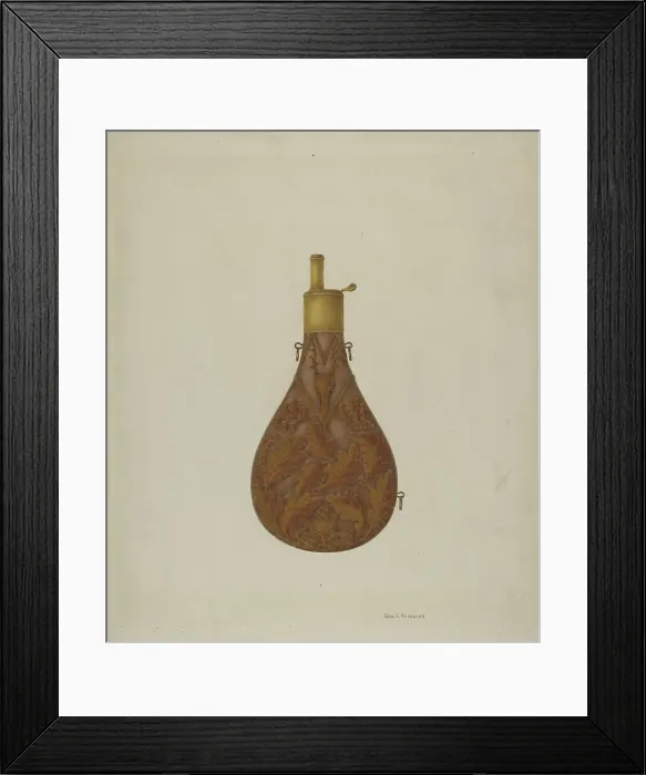 Framed Print : Bronze Powder Flask, c. 1939. Creator: George V. Vezolles Framed Print : Bronze Powder Flask, c. 1939. Creator: George V. Vezolles