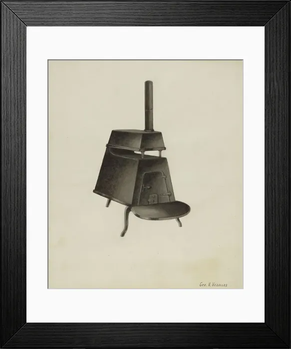 Framed Print : Shaker Stove, c. 1937. Creator: George V. Vezolles Framed Print : Shaker Stove, c. 1937. Creator: George V. Vezolles