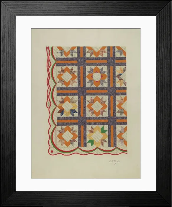 Framed Print : Patchwork Quilt, c. 1937. Creator: George V. Vezolles Framed Print : Patchwork Quilt, c. 1937. Creator: George V. Vezolles