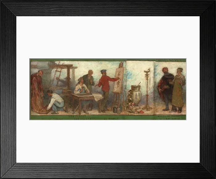 Framed Print : Benvenuto Cellini, 16th century artist, admiring products of modern art: Fabrics: Sketch... 1880. Creator: Edmond Eugene Valton Framed Print : Benvenuto Cellini, 16th century artist, admiring products of modern art: Fabrics: Sketch... 1880. Creator: Edmond Eugene Valton
