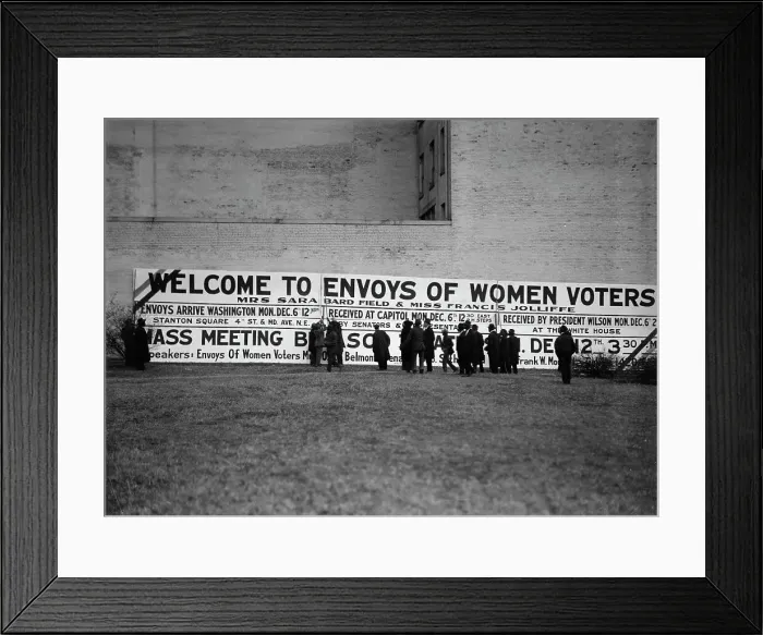 Framed Print : Woman Suffrage Sign: Welcome To Envoys of Women Voters, 1915. Creator: Harris & Ewing. Woman Suffrage Sign: Welcome To Envoys of Women Voters, 1915. Creator: Harris & Ewing Framed Print : Woman Suffrage Sign: Welcome To Envoys of Women Voters, 1915. Creator: Harris & Ewing. Woman Suffrage Sign: Welcome To Envoys of Women Voters, 1915. Creator: Harris & Ewing