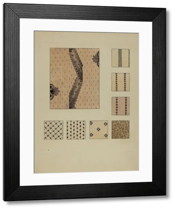Framed Print : Printed Cottons, c. 1936. Creator: Millia Davenport Framed Print : Printed Cottons, c. 1936. Creator: Millia Davenport
