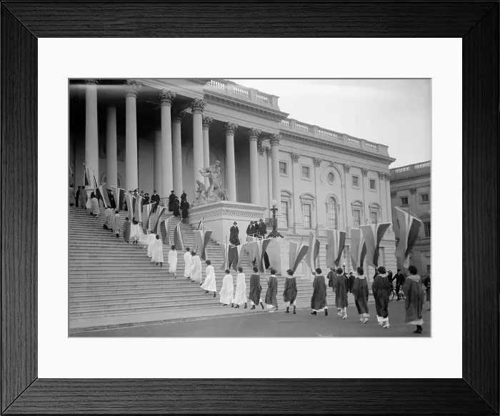 Framed Print : Woman Suffrage - at Capitol with Banners, 1917. Creator: Harris & Ewing. Woman Suffrage - at Capitol with Banners, 1917. Creator: Harris & Ewing Framed Print : Woman Suffrage - at Capitol with Banners, 1917. Creator: Harris & Ewing. Woman Suffrage - at Capitol with Banners, 1917. Creator: Harris & Ewing