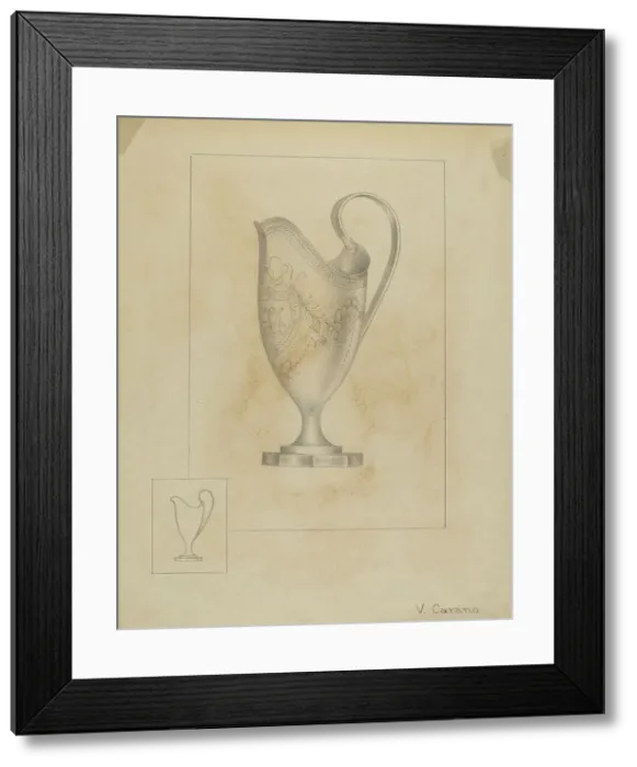 Framed Print : Silver Creamer, c. 1936. Creator: Vincent Carano Framed Print : Silver Creamer, c. 1936. Creator: Vincent Carano