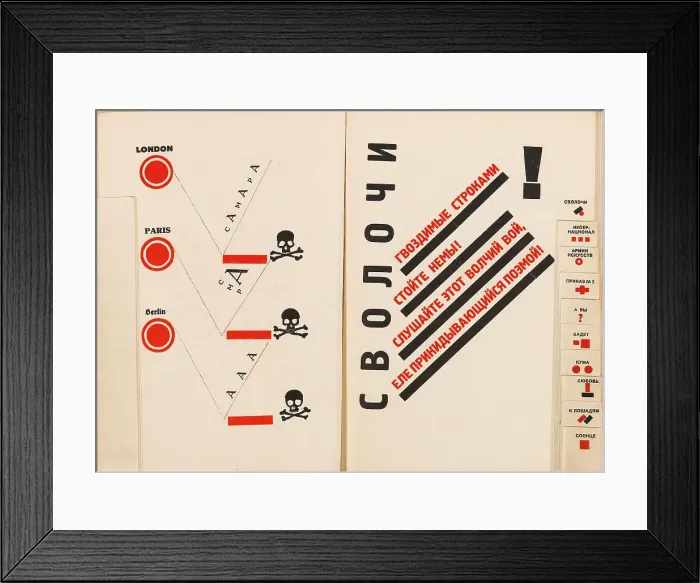 Framed Print : Double book pages from For the Voice by Vladimir Mayakovsky, 1923. Creator: Lissitzky, El (1890-1941). Double book pages from For the Voice by Vladimir Mayakovsky, 1923. Creator: Lissitzky, El (1890-1941) Framed Print : Double book pages from For the Voice by Vladimir Mayakovsky, 1923. Creator: Lissitzky, El (1890-1941). Double book pages from For the Voice by Vladimir Mayakovsky, 1923. Creator: Lissitzky, El (1890-1941)