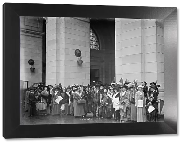 Woman Suffrage - at Union Station, 1917. Creator: Harris & Ewing. Woman Suffrage - at Union Station, 1917. Creator: Harris & Ewing