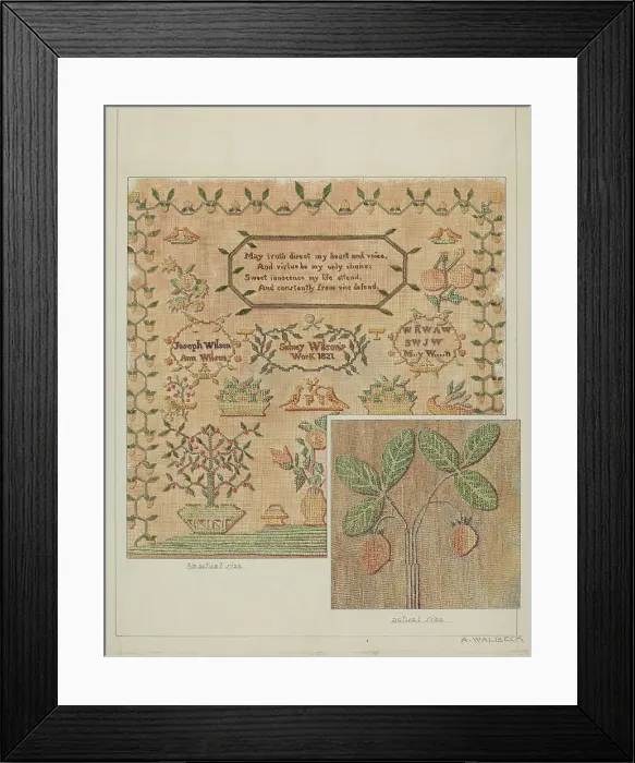 Framed Print : Sampler, c. 1937. Creator: Alfred Walbeck Framed Print : Sampler, c. 1937. Creator: Alfred Walbeck