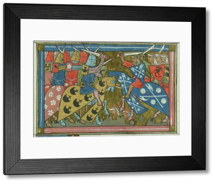 Framed Print : The siege of Damascus in July 1148 (From Li rommans de Godefroy de Buillon et de Salehadin'), 1337. Creator: Maître de Fauvel (active 1314-1340). The siege of Damascus in July 1148 Framed Print : The siege of Damascus in July 1148 (From Li rommans de Godefroy de Buillon et de Salehadin'), 1337. Creator: Maître de Fauvel (active 1314-1340). The siege of Damascus in July 1148