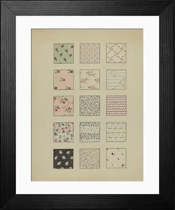 Framed Print : Printed Cottons, c. 1936. Creator: Millia Davenport Framed Print : Printed Cottons, c. 1936. Creator: Millia Davenport