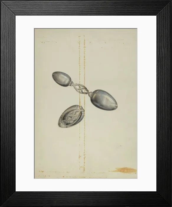 Framed Print : Silver Folding Spoon, c. 1939. Creator: Alfred Walbeck Framed Print : Silver Folding Spoon, c. 1939. Creator: Alfred Walbeck