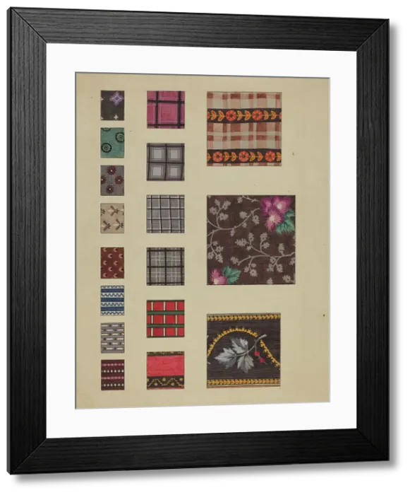 Framed Print : Printed Delaines, c. 1936. Creator: Millia Davenport Framed Print : Printed Delaines, c. 1936. Creator: Millia Davenport