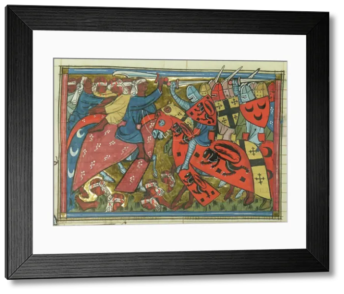 Framed Print : The Siege of Antioch in 1098. (From Li rommans de Godefroy de Buillon et de Salehadin'), 1337. Creator: Maître de Fauvel (active 1314-1340). The Siege of Antioch in 1098 Framed Print : The Siege of Antioch in 1098. (From Li rommans de Godefroy de Buillon et de Salehadin'), 1337. Creator: Maître de Fauvel (active 1314-1340). The Siege of Antioch in 1098