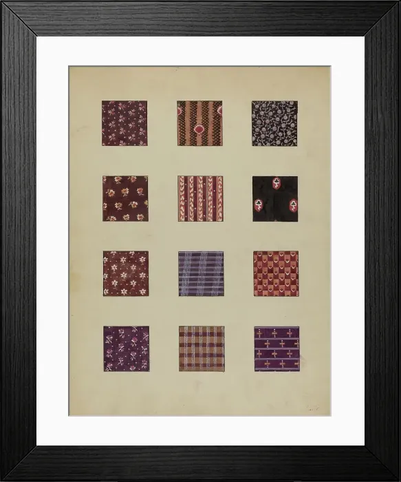 Framed Print : Printed Cottons, c. 1936. Creator: Millia Davenport Framed Print : Printed Cottons, c. 1936. Creator: Millia Davenport