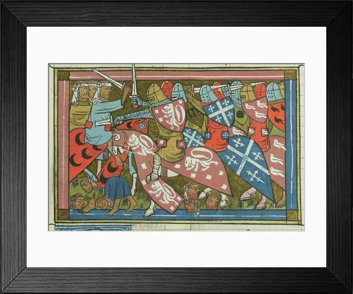 Framed Print : The siege of Damietta of 1218-1219 (From Li rommans de Godefroy de Buillon et de Salehadin'), 1337. Creator: Maître de Fauvel (active 1314-1340). The siege of Damietta of 1218-1219 Framed Print : The siege of Damietta of 1218-1219 (From Li rommans de Godefroy de Buillon et de Salehadin'), 1337. Creator: Maître de Fauvel (active 1314-1340). The siege of Damietta of 1218-1219