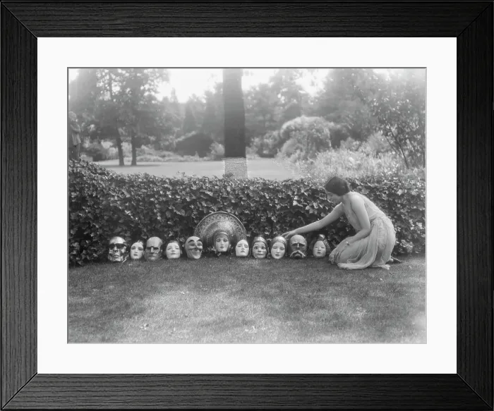 Framed Print : Display of masks made by W.T. Benda, not before 1925 Sept. 20. Creator: Arnold Genthe Framed Print : Display of masks made by W.T. Benda, not before 1925 Sept. 20. Creator: Arnold Genthe
