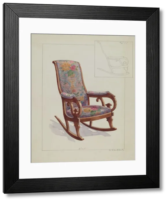 Framed Print : Rocking Chair, c. 1937. Creator: Alfred Walbeck Framed Print : Rocking Chair, c. 1937. Creator: Alfred Walbeck
