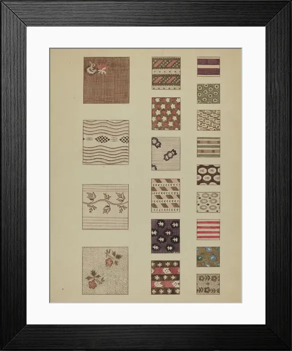 Framed Print : Textiles from Quilt, c. 1936. Creator: Millia Davenport Framed Print : Textiles from Quilt, c. 1936. Creator: Millia Davenport